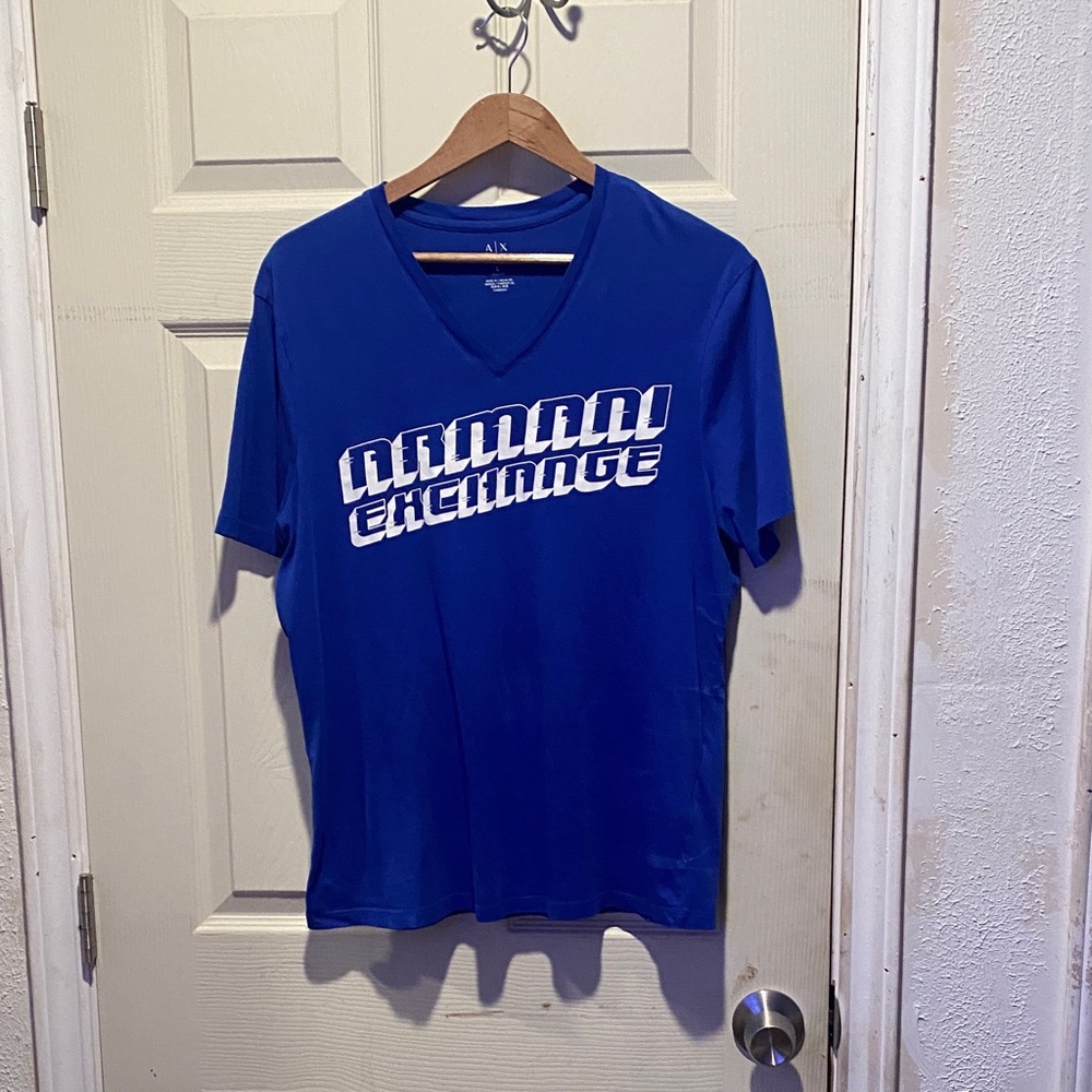 Armani Exchange Vivid Blue Tee with Bold Logo